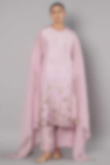 Pastel Lilac Chanderi Hand Embroidered Kurta Set by Saahiil Kapoor at Pernia's Pop Up Shop