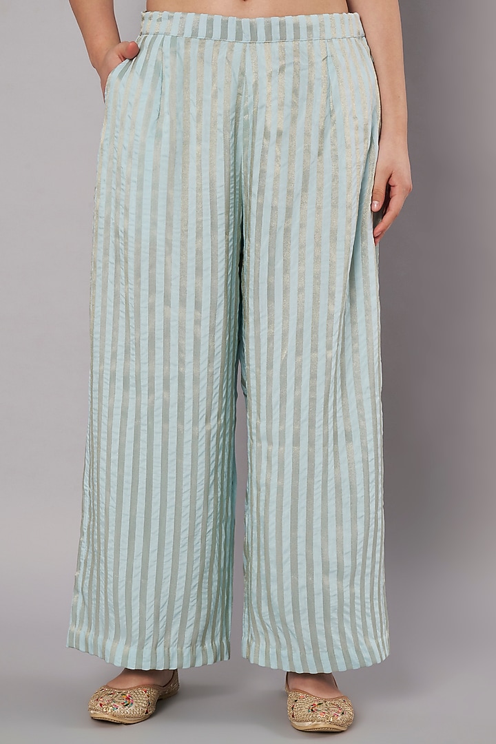 Ice Blue Chanderi Hand Embroidered Kurta Set by Saahiil Kapoor at Pernia's Pop Up Shop