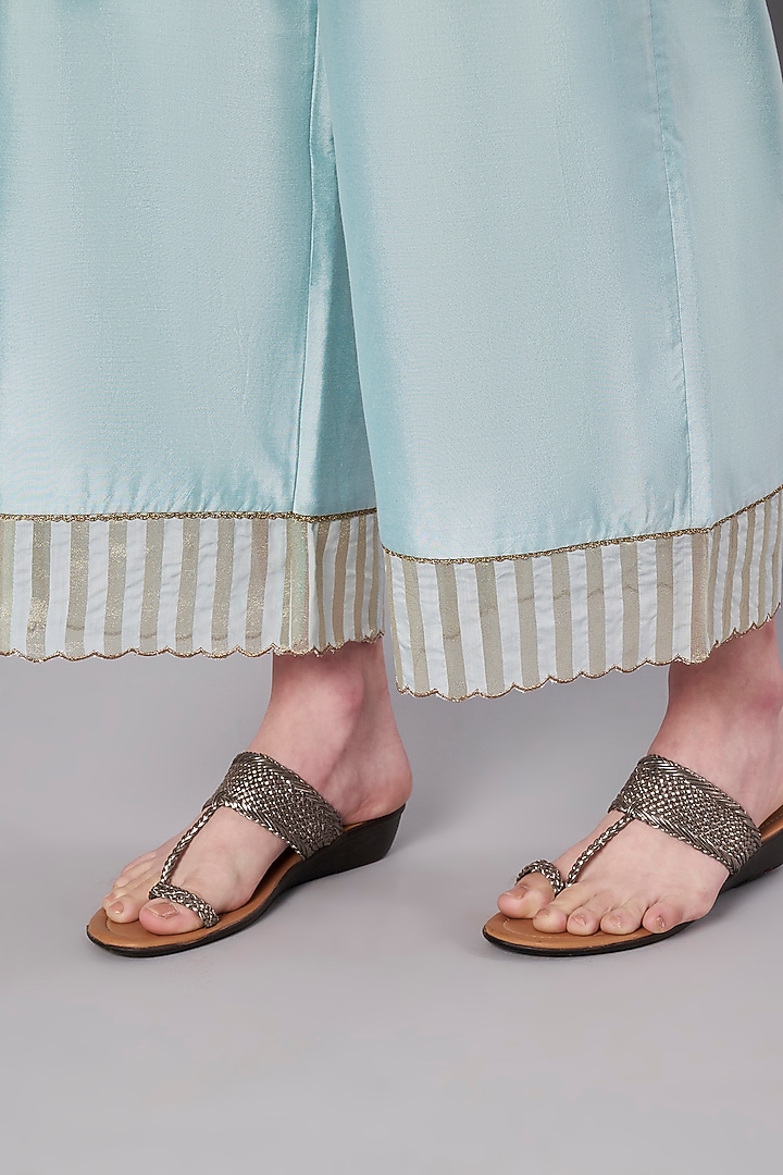Ice Blue Chanderi Hand Embroidered Kurta Set by Saahiil Kapoor at Pernia's Pop Up Shop