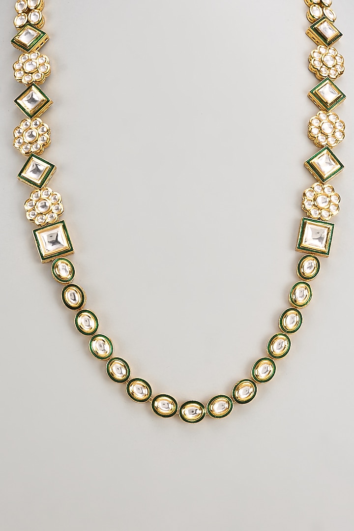 Gold Finish Kundan Polki Long Necklace by Suhana art & jewels at Pernia's Pop Up Shop