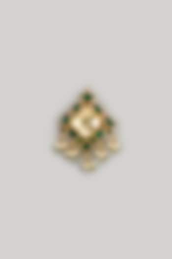 Gold Finish Kundan Polki Brooch by Suhana art & jewels