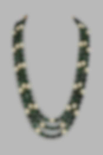 Green Emerald & Pearl Necklace by Suhana art & jewels at Pernia's Pop Up Shop