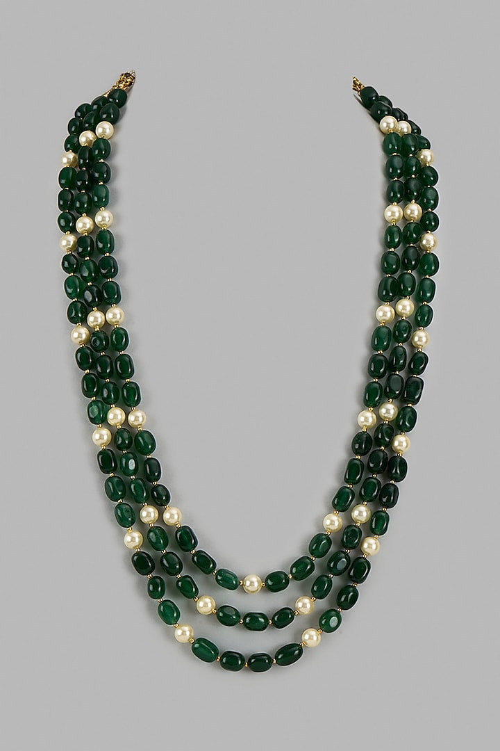 Green Emerald & Pearl Necklace by Suhana art & jewels at Pernia's Pop Up Shop