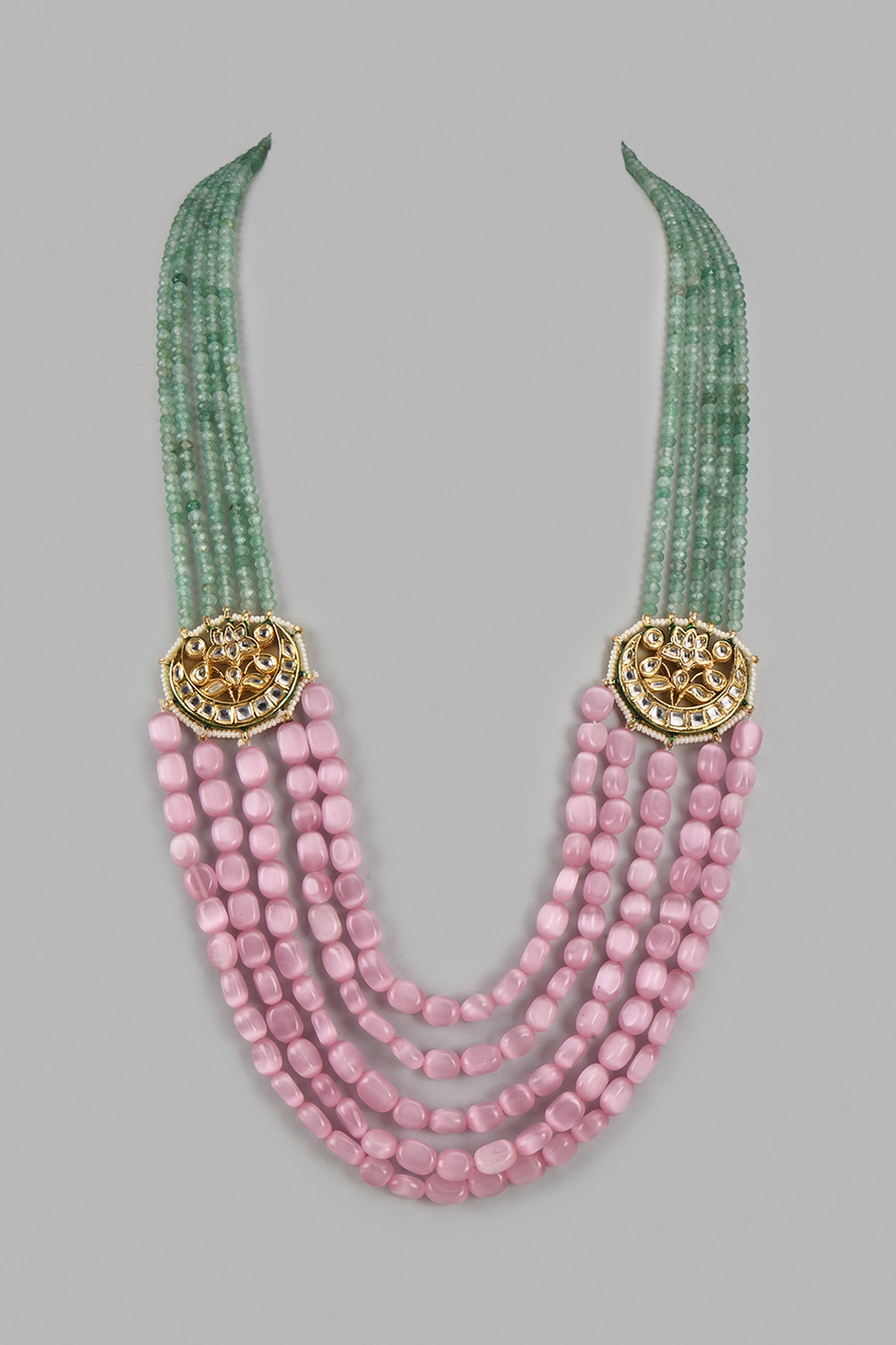 Pink & Mint Beaded Necklace by Suhana art & jewels at Pink & Mint Beaded Necklace by Suhana art & jewels at