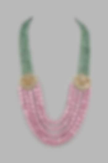 Pink & Mint Beaded Necklace by Suhana art & jewels at Pernia's Pop Up Shop