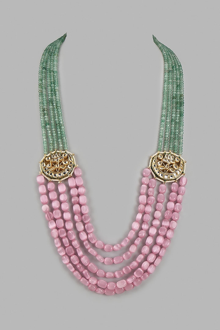 Pink & Mint Beaded Necklace by Suhana art & jewels at Pernia's Pop Up Shop