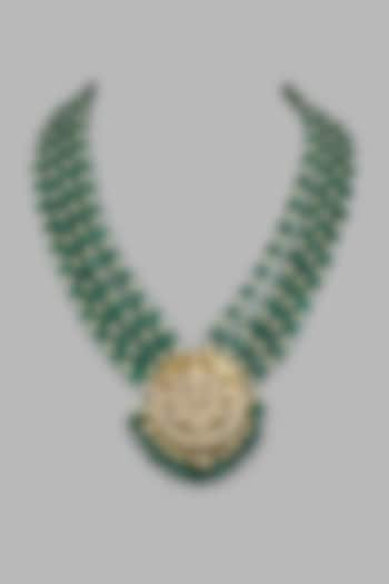 Green Kundan Polki & Emerald Necklace by Suhana art & jewels at Pernia's Pop Up Shop