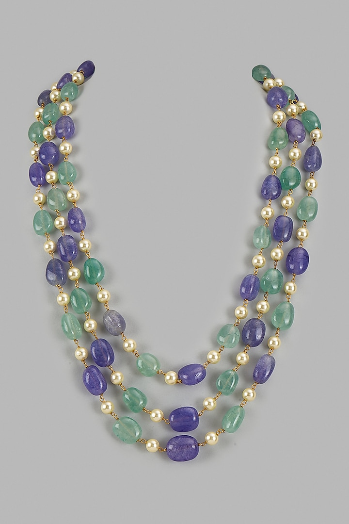 Purple Amethyst & Mint Green Beaded Necklace by Suhana art & jewels at Pernia's Pop Up Shop