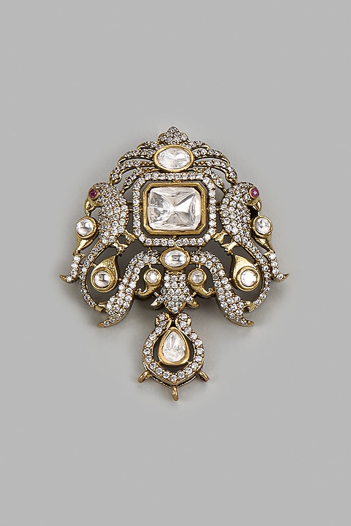 Gold Victorian Polki Brooch by Suhana art & jewels at Pernia's Pop Up Shop