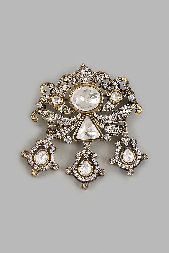 Gold Victorian Polki Brooch by Suhana art & jewels