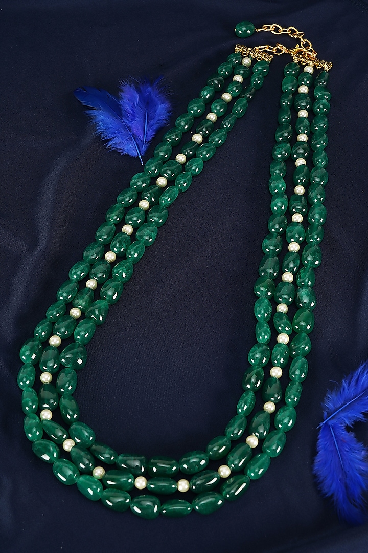 2 Layer Beaded Necklace Green Mix 2 Layer Beaded Necklace Green Mix
