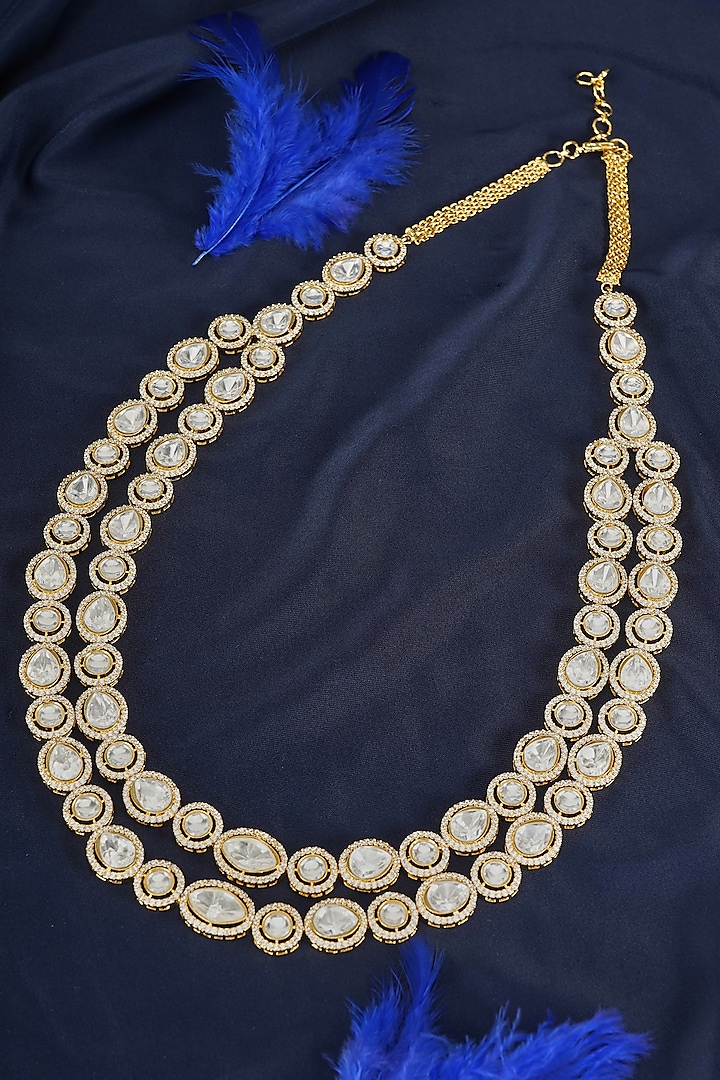 Gold Polki & Semi-Precious Stone Mala by Suhana art & jewels