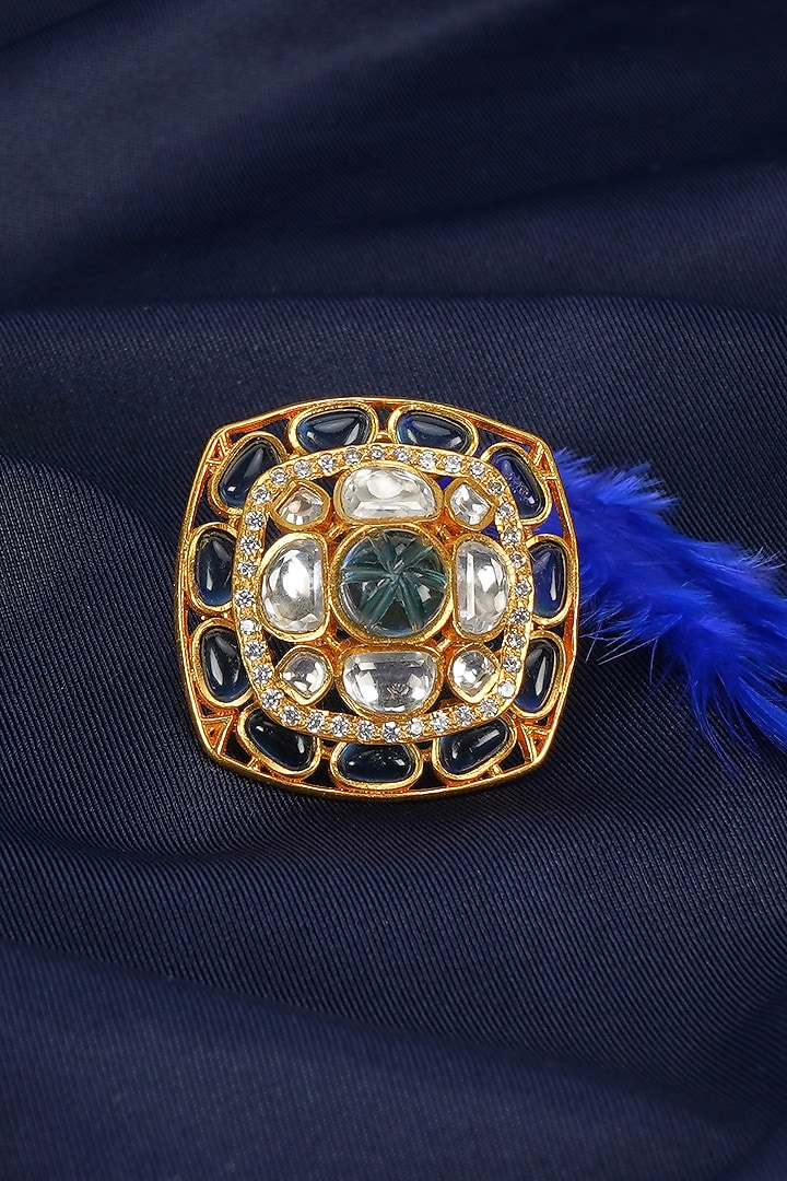 Gold Polki & Semi-Precious Stone Ring by Suhana art & jewels at Pernia's Pop Up Shop