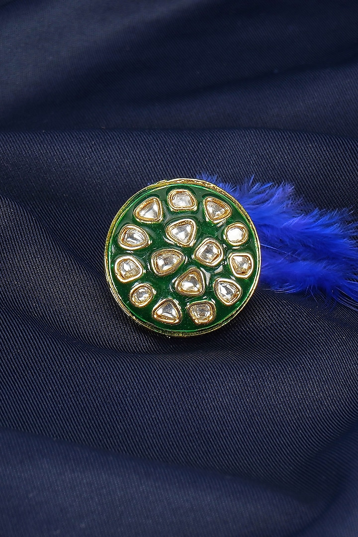 Gold Polki & Semi-Precious Stone Ring by Suhana art & jewels