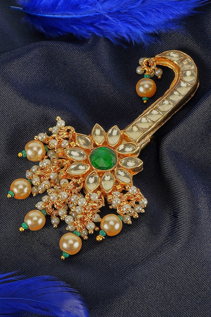 Gold Kundan & Semi-Precious Stone Brooch by Suhana art & jewels