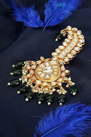 Gold Polki & Semi-Precious Stone Brooch by Suhana art & jewels