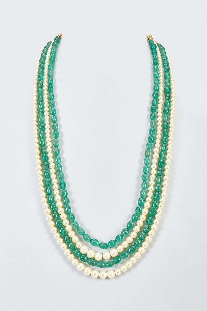 Green Pearl Beaded Long Necklace by Suhana art & jewels at Pernia's Pop Up Shop