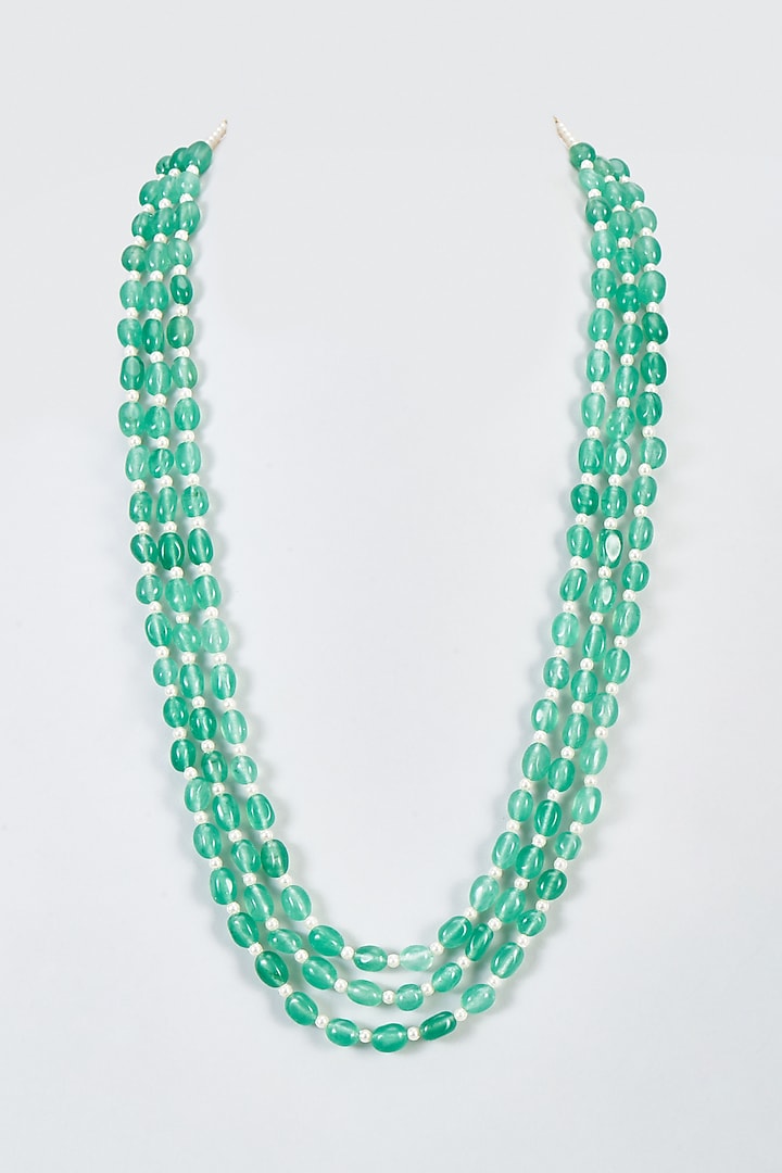 Green Pearl Beaded Long Necklace by Suhana art & jewels at Pernia's Pop Up Shop