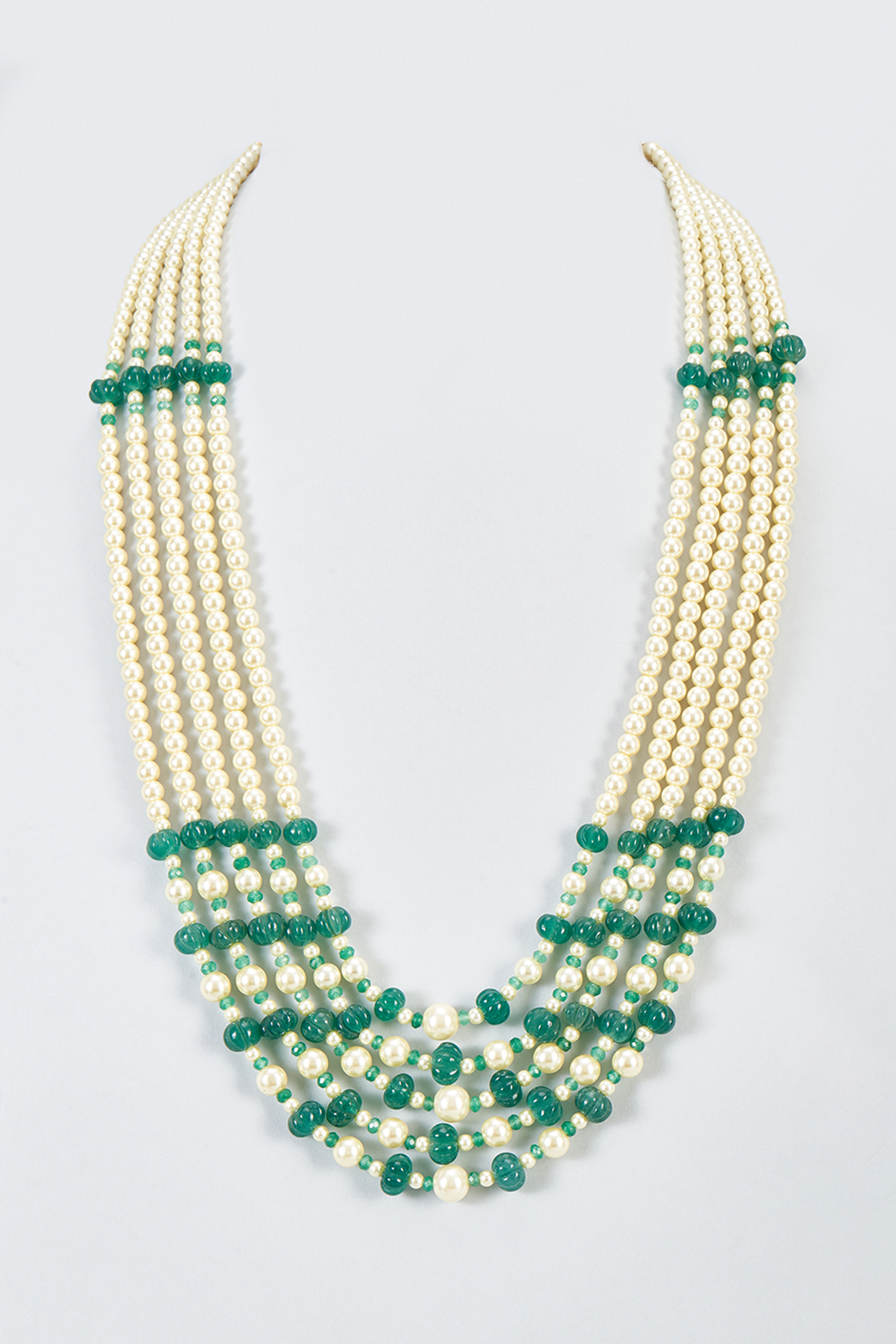 Green Pearl Beaded Long Necklace by Suhana art & jewels