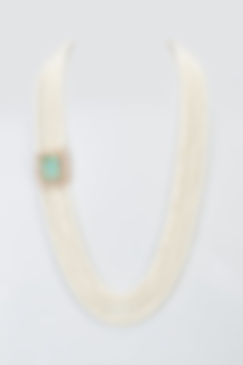 White Pearl Beaded Long Necklace by Suhana art & jewels