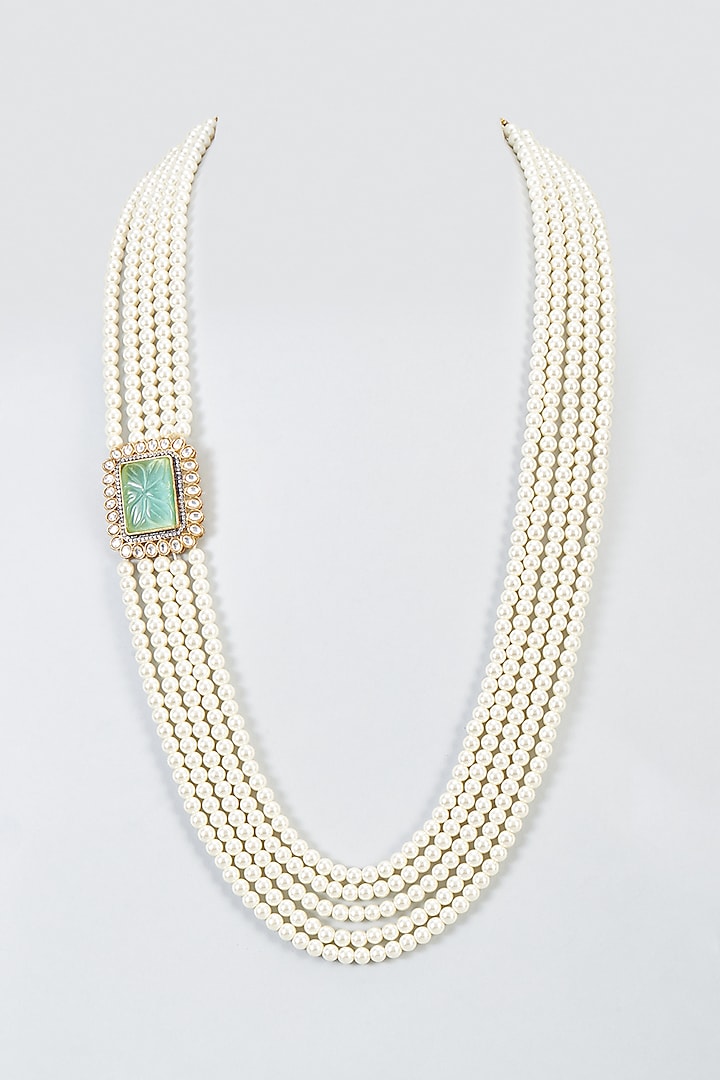 White Pearl Beaded Long Necklace by Suhana art & jewels