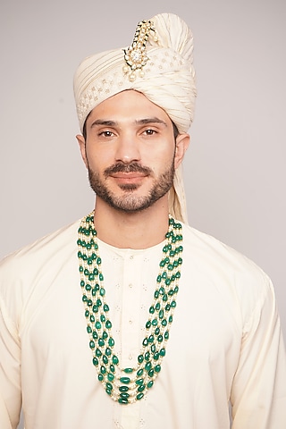 Gold Pearl & Emerald Necklace by Suhana art & jewels