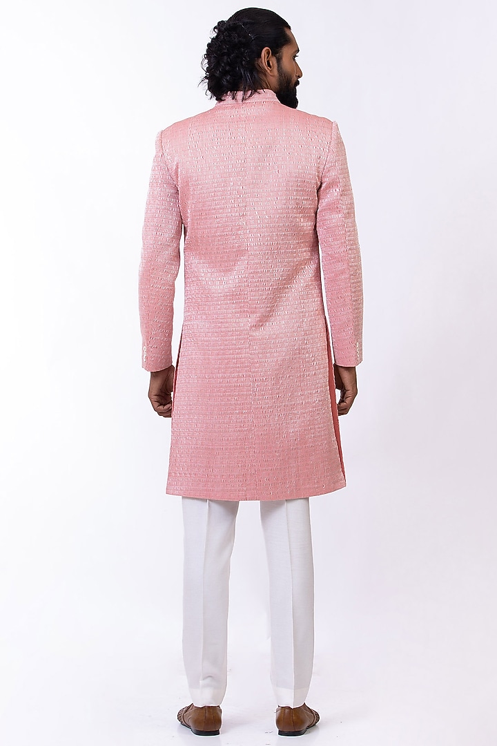 Pink Handcrafted Wedding Sherwani Set by Saksham and Neharicka Men at Pernia's Pop Up Shop