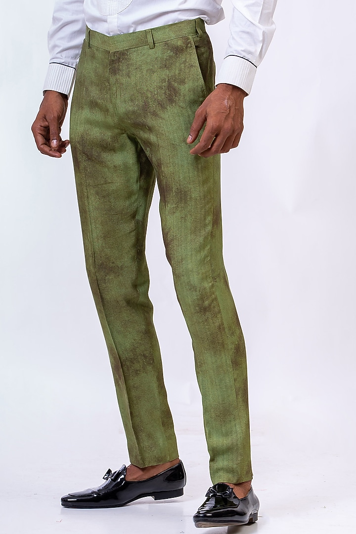Camouflage Olive Handcrafted Trousers by Saksham and Neharicka Men at Pernia's Pop Up Shop