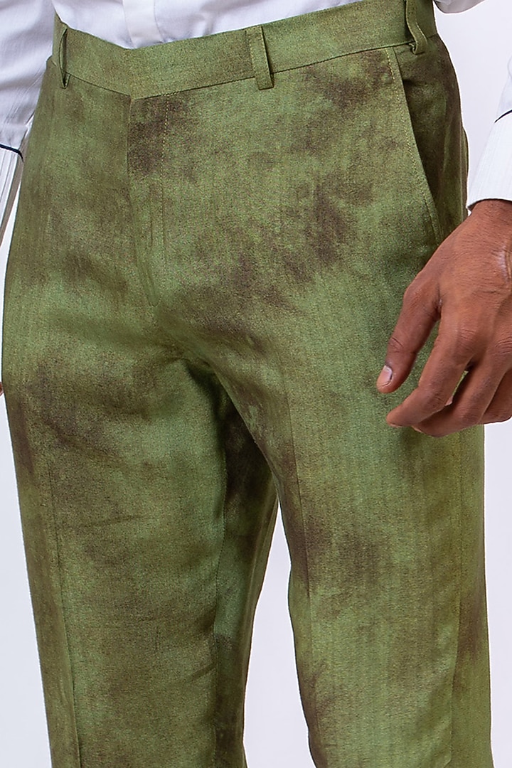 Camouflage Olive Handcrafted Trousers by Saksham and Neharicka Men at Pernia's Pop Up Shop