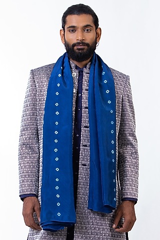 Blue Bandhani Scarf by Saksham and Neharicka Men