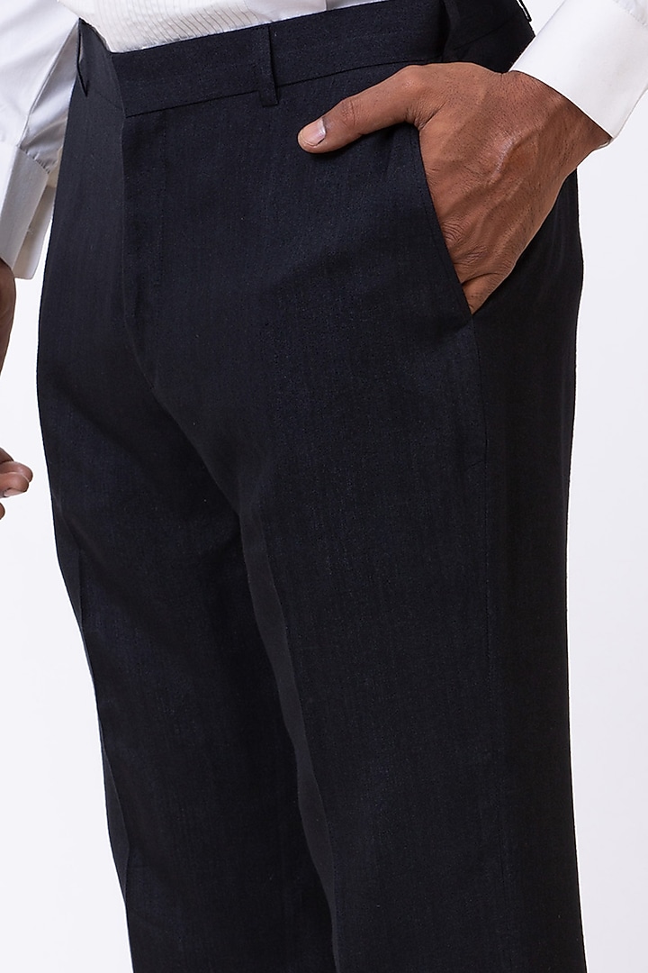 Black Handcrafted Trousers by Saksham and Neharicka Men at Pernia's Pop Up Shop