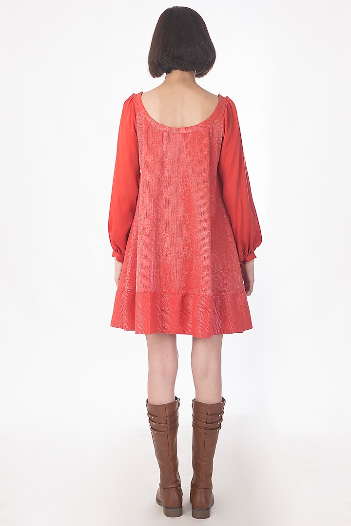 Scarlet Red Machine Embroidered Summer Dress by Saksham and Neharicka at Pernia's Pop Up Shop