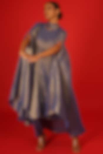 Blue Tissue Kurta Set by Saksham and Neharicka at Pernia's Pop Up Shop
