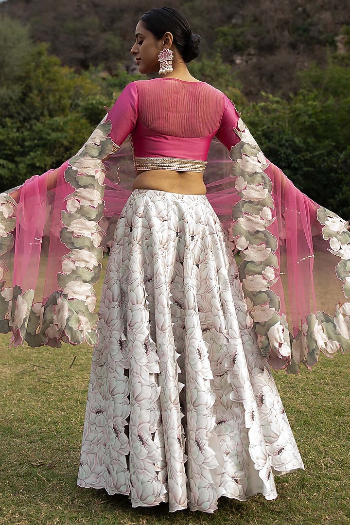 Mint Green Digital Printed Wedding Lehenga Set by Saksham and Neharicka at Pernia's Pop Up Shop