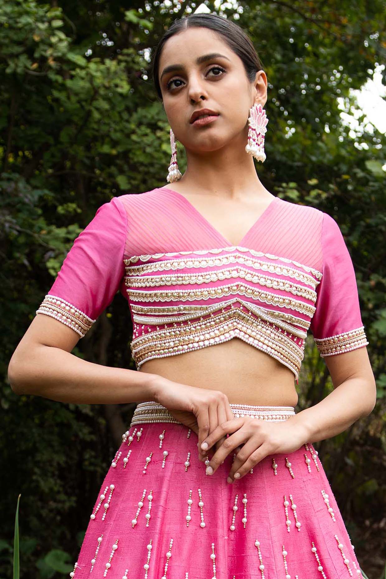 Coral Pink Lehenga set – Shyam Narayan Prasad