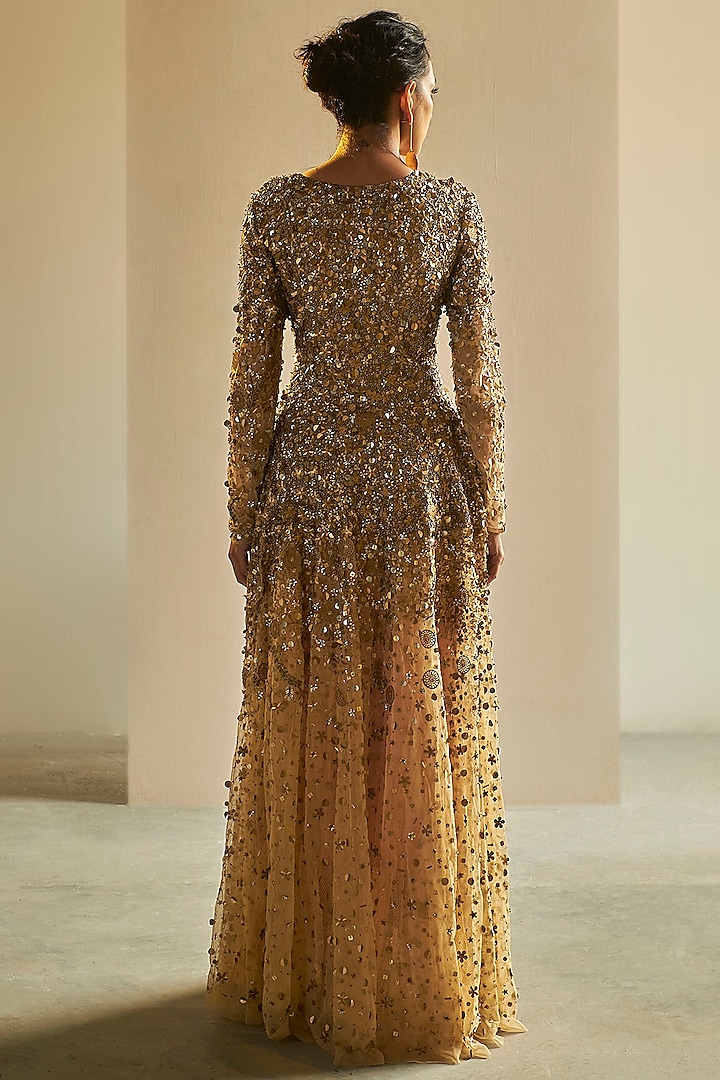 Golden Hand Embroidered Wedding Gown by Saksham and Neharicka at Pernia's Pop Up Shop