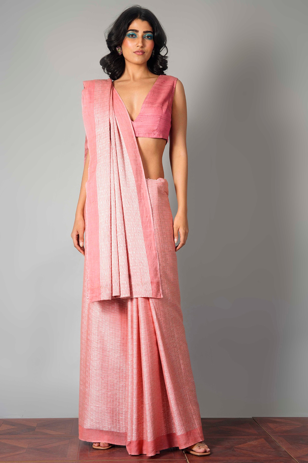 Shop Solid Pink Silk Designer Saree Blouse with Dori Ties, Deep ''U'' Back  and Short Sleeve Online in USA – Pure Elegance