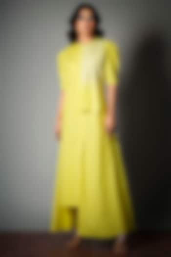 Yellow Asymmetrical Dress by Saksham and Neharicka