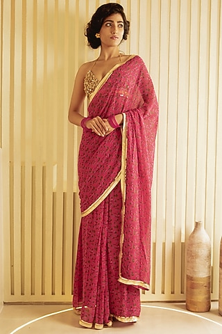 Golden Hand Embroidered Blouse by Saksham and Neharicka