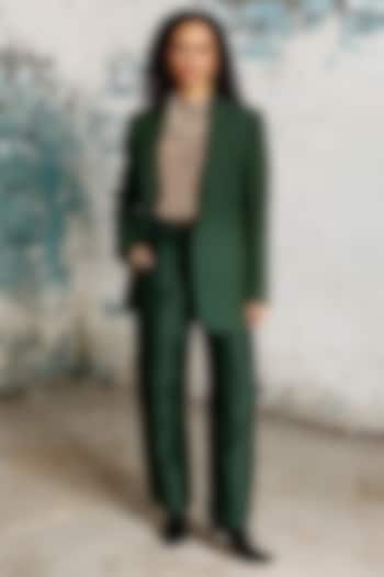 Green Silk Handcrafted Co-Ord Set by Saksham and Neharicka at Pernia's Pop Up Shop