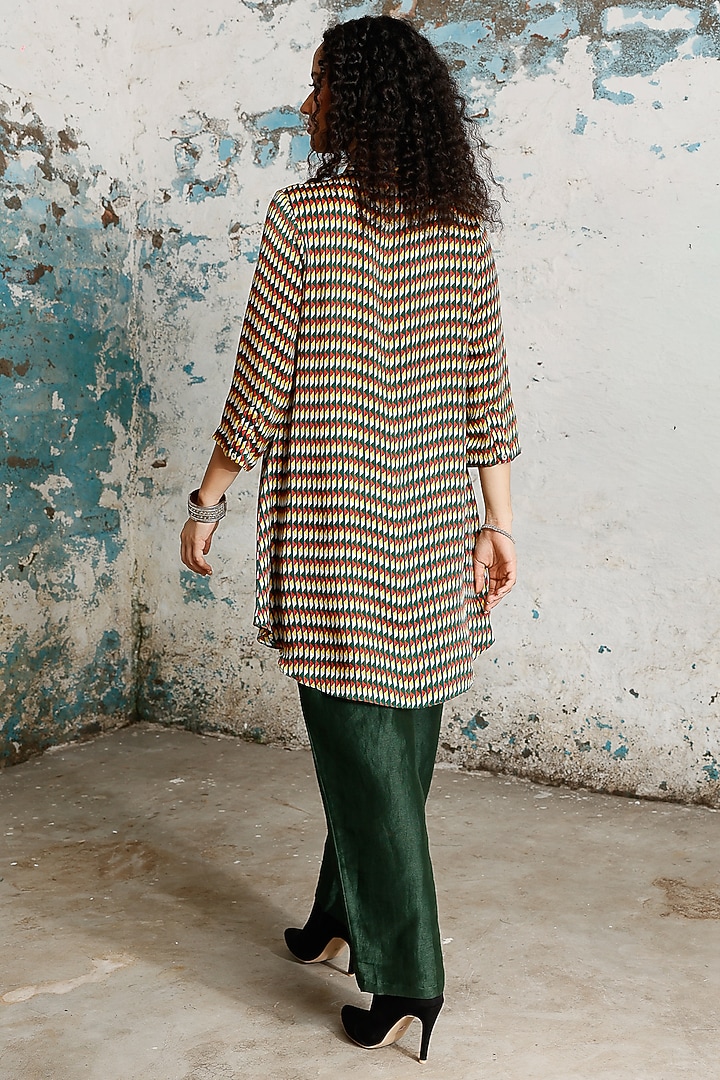 Green Silk Handcrafted Co-Ord Set by Saksham and Neharicka at Pernia's Pop Up Shop