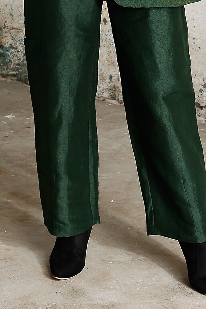 Green Silk Handcrafted Co-Ord Set by Saksham and Neharicka at Pernia's Pop Up Shop