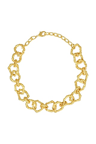 Gold Plated Crudo Catene Necklace by Flowerchild By Shaheen Abbas