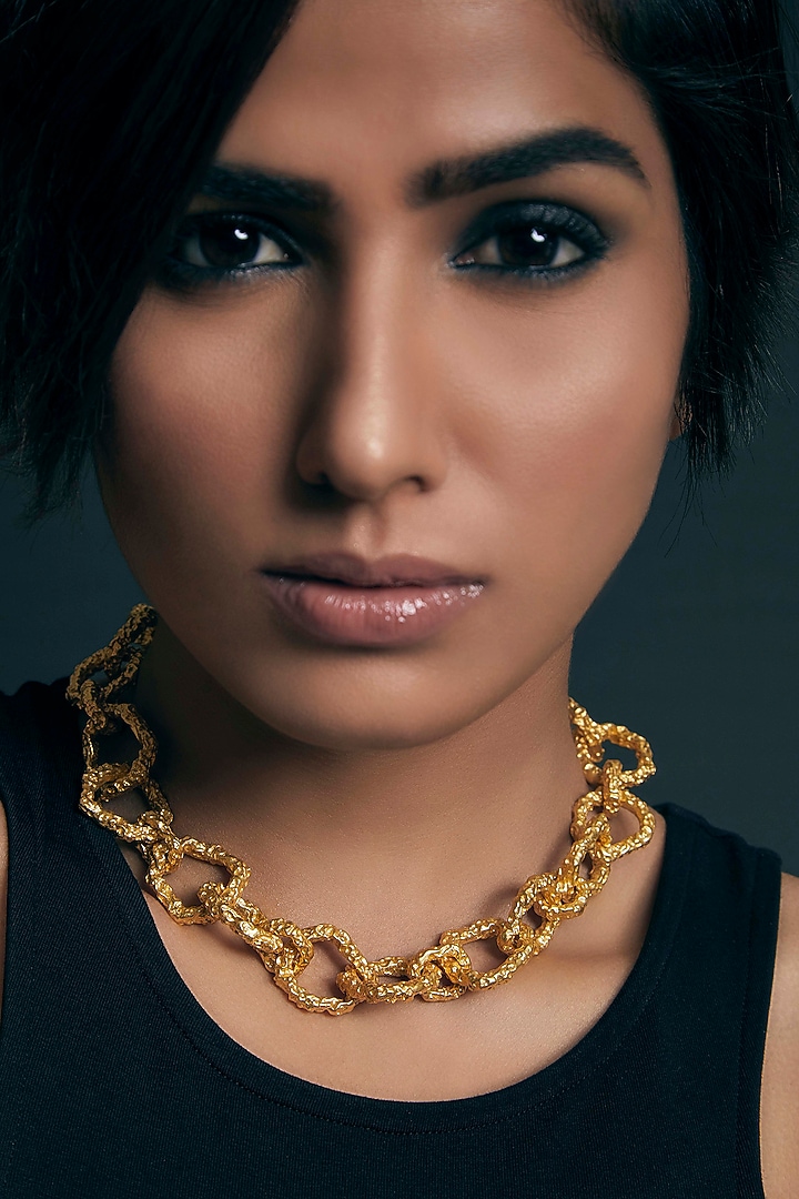 Gold Plated Crudo Catene Necklace by Flowerchild By Shaheen Abbas at Pernia's Pop Up Shop