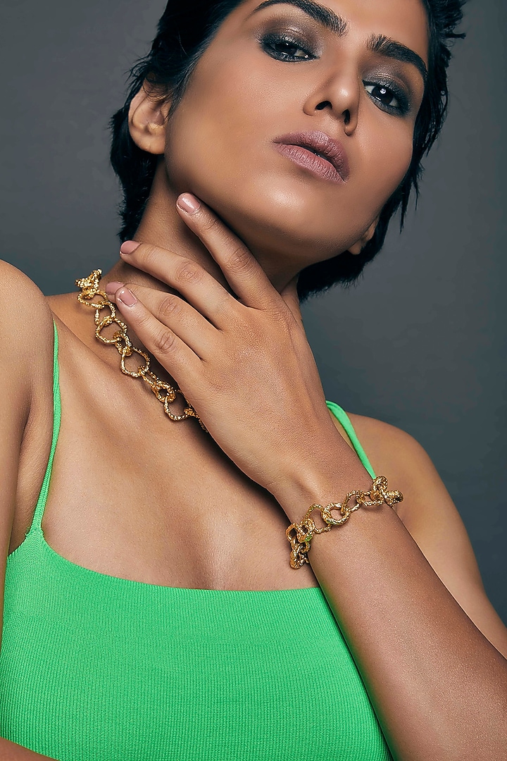 Gold Plated Crudo Catene Bracelet by Flowerchild By Shaheen Abbas at Pernia's Pop Up Shop