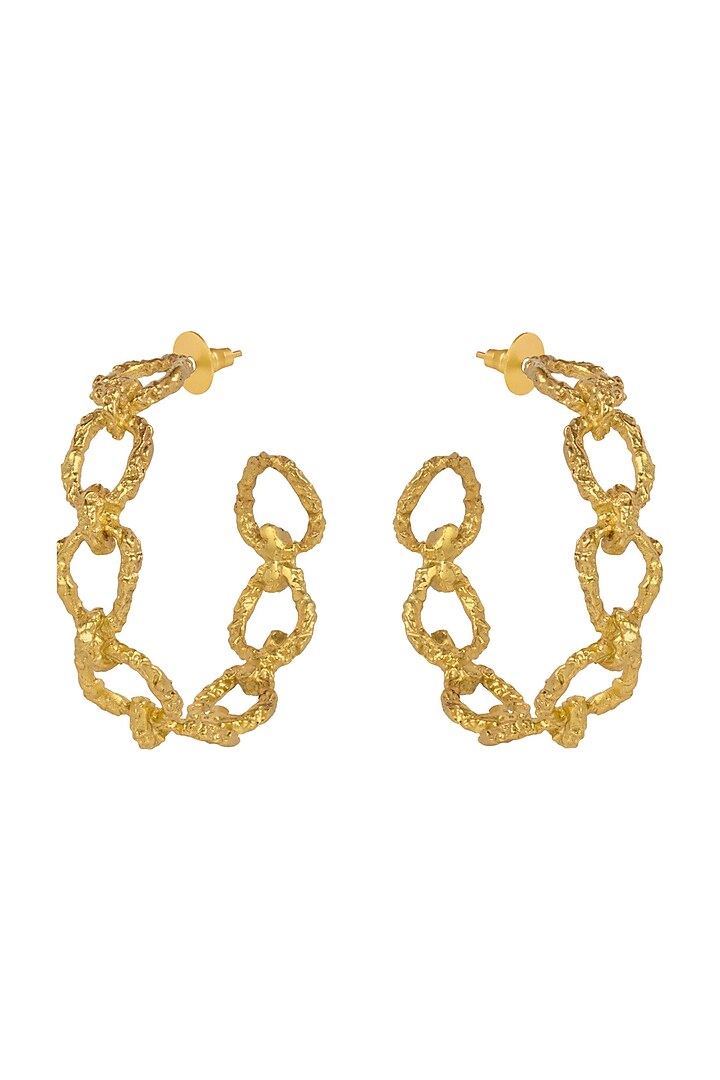 Gold Plated Crudo Catene Big Hoop Earrings by Flowerchild By Shaheen Abbas