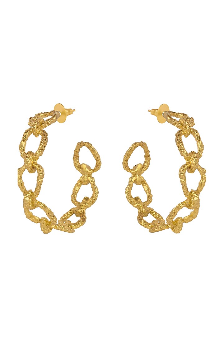 Gold Plated Crudo Catene Big Hoop Earrings by Flowerchild By Shaheen Abbas at Pernia's Pop Up Shop