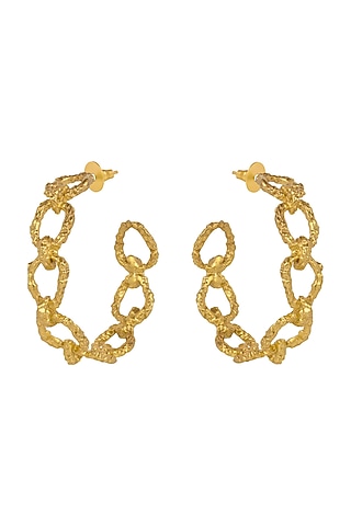Gold Plated Crudo Catene Big Hoop Earrings by Flowerchild By Shaheen Abbas