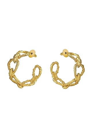 Gold Plated Crudo Catene Small Hoop Earrings by Flowerchild By Shaheen Abbas