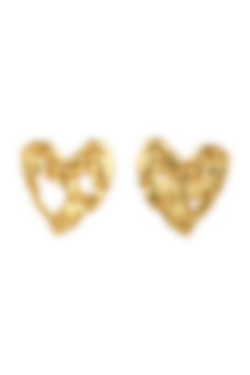 Gold Finish Crudo Heart Eartops by Flowerchild By Shaheen Abbas